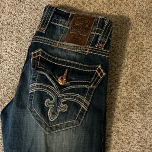 Men’s Dark Blue Denim Jeans with Embroidered Pocket